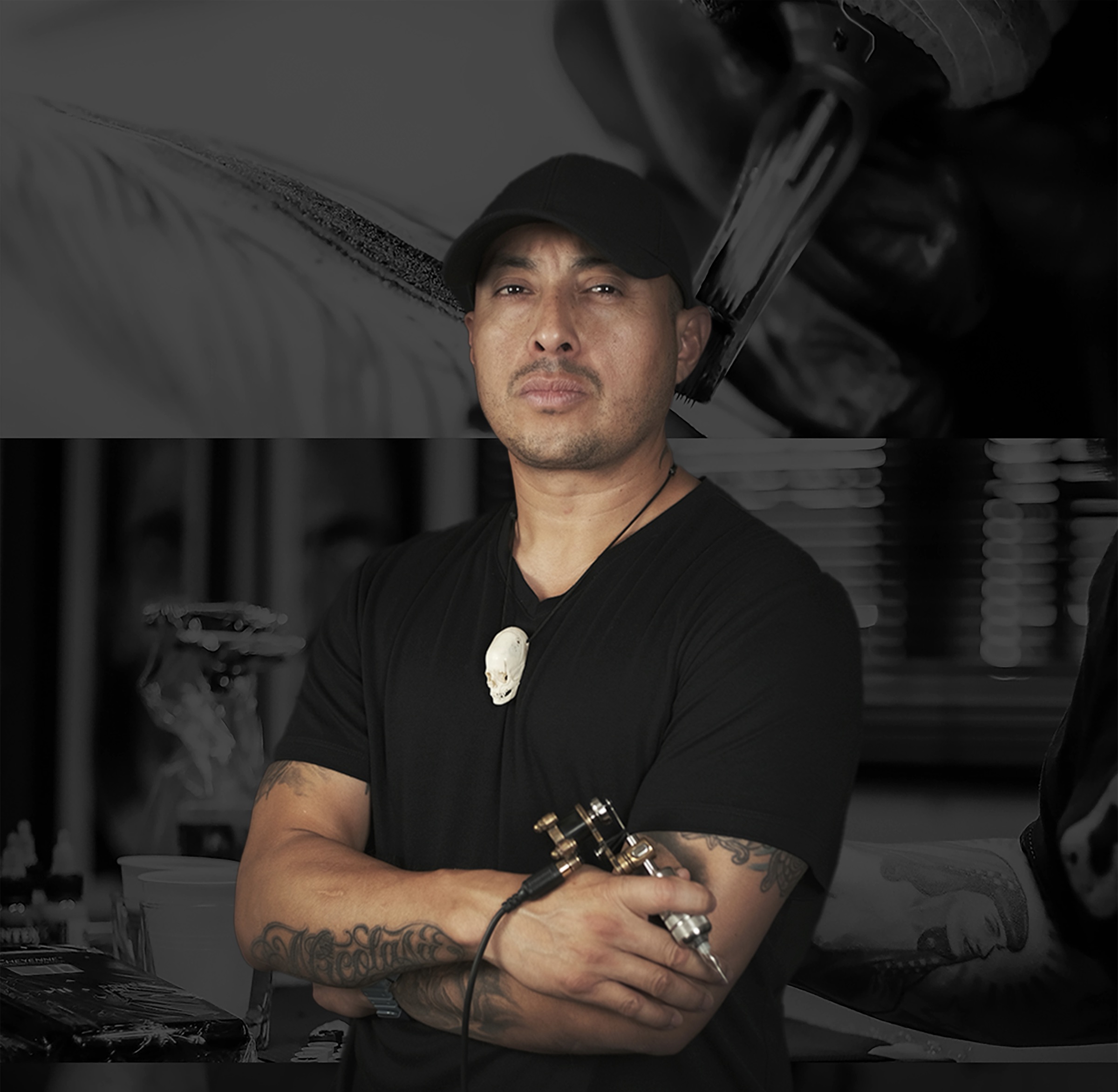 Tony Raz tattooing in his Renton studio